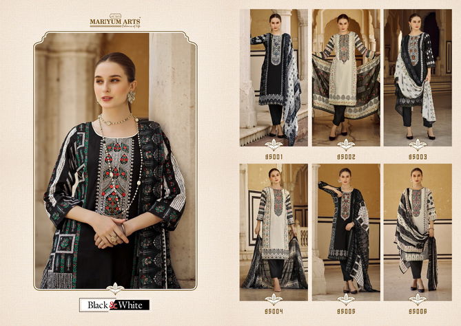 Mariyum Black And White Cambric Cotton Dress Material Wholesale Price In Surat
